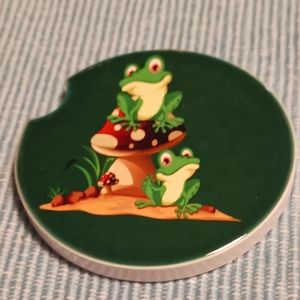 Set of frog car coasters